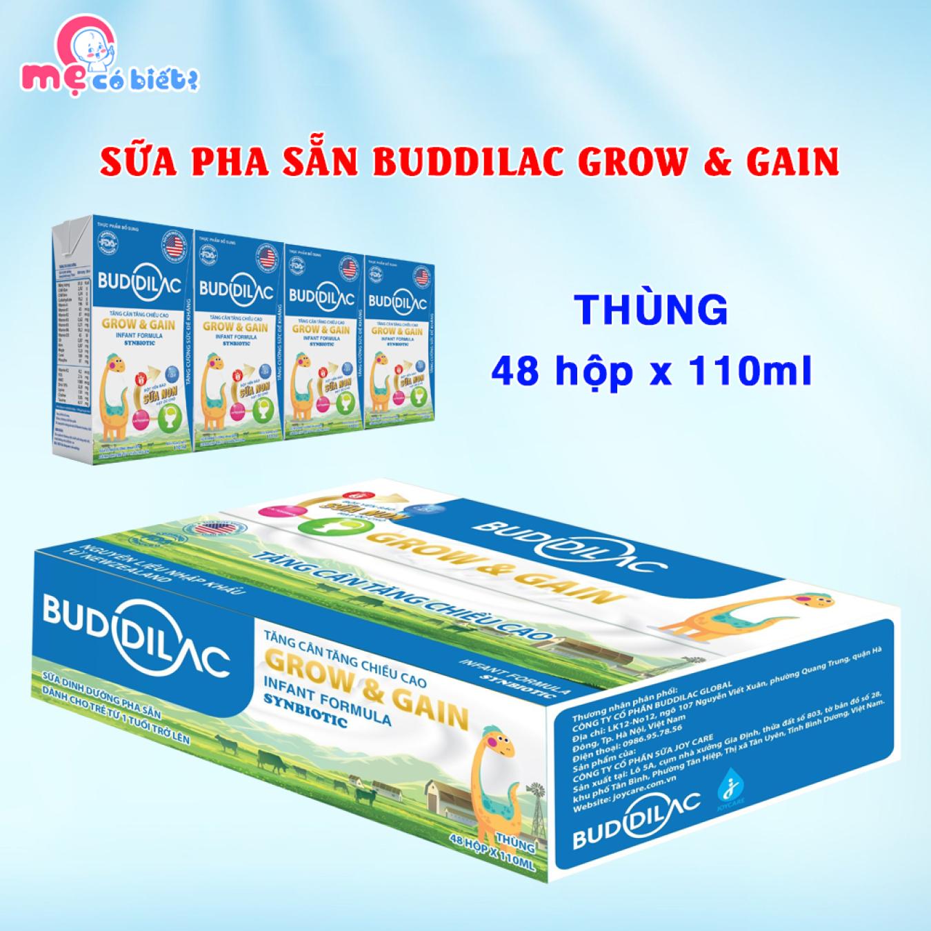 Sữa công thức pha sẵn Buddilac Grow & Gain – Tăng cân, tăng chiều cao